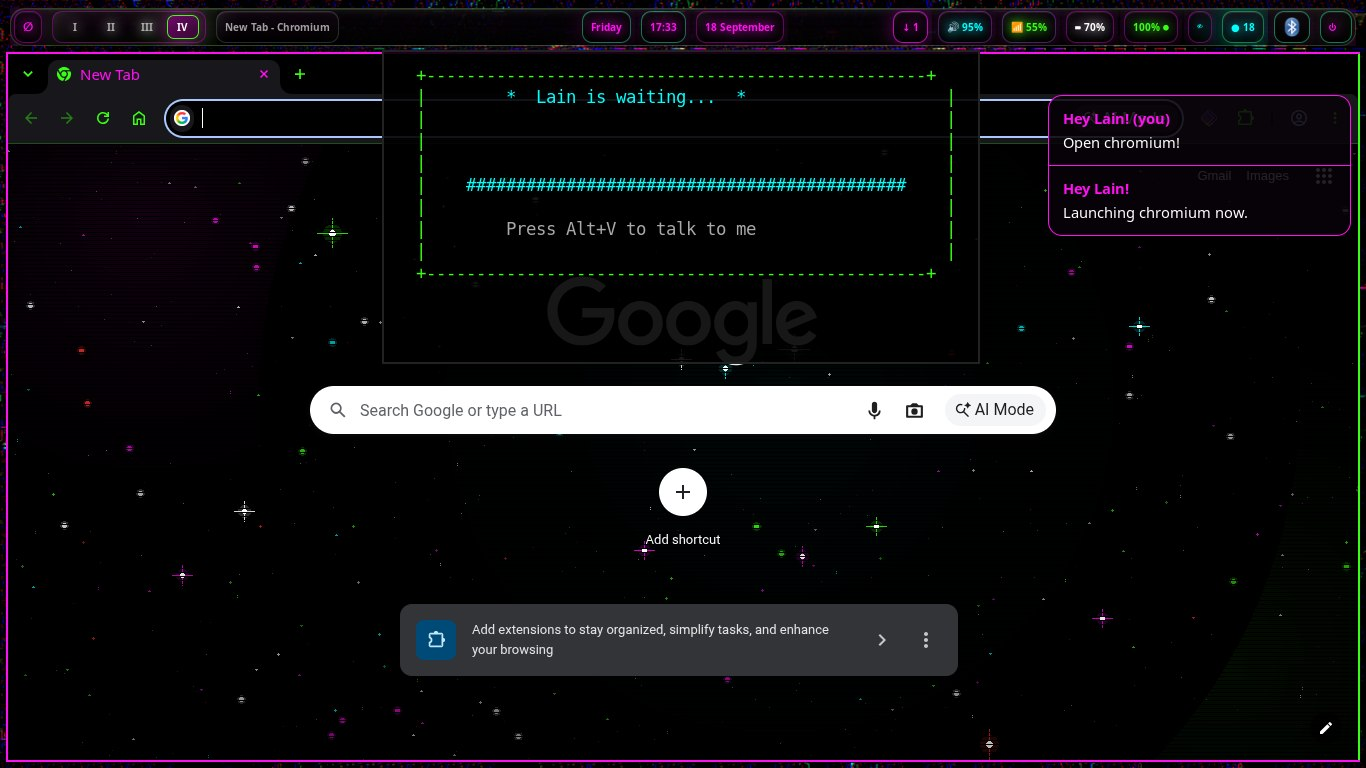 Hey Lain! voice assistant launching chromium from a spoken command
