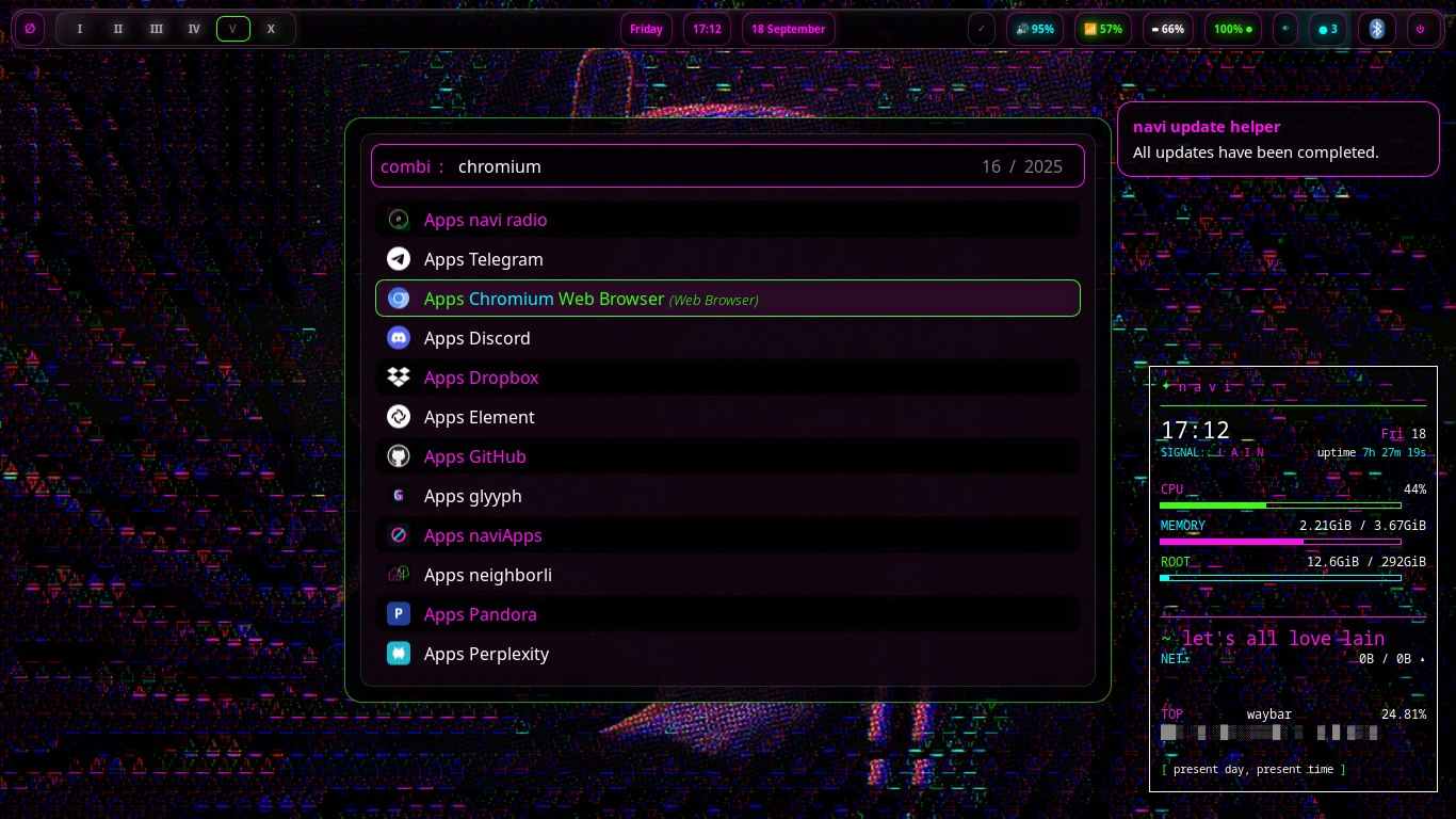 the rofi application launcher open over the desktop with a dunst notification visible