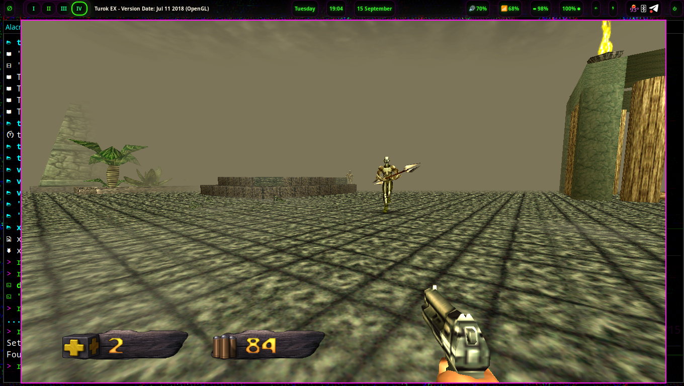 Turok EX running on the navi desktop