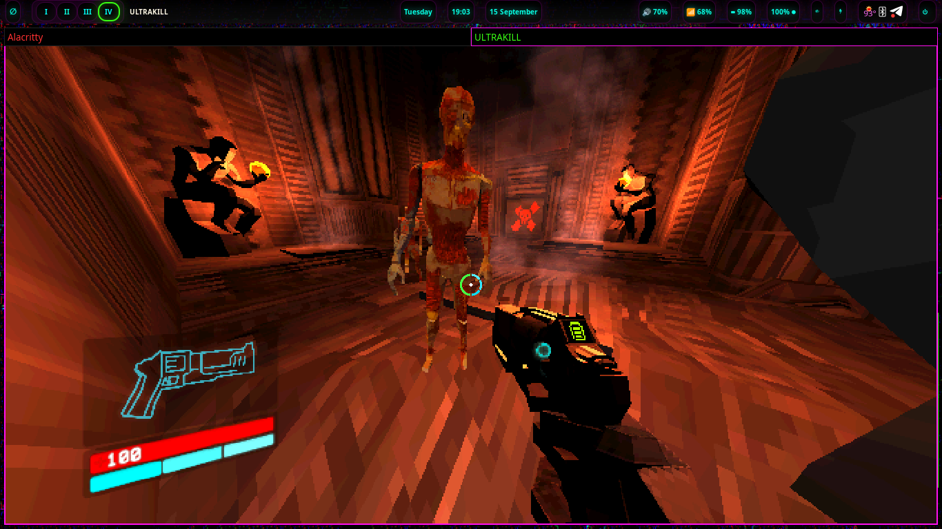 ULTRAKILL running on the navi desktop